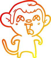 warm gradient line drawing crazy cartoon monkey vector