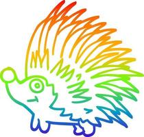 rainbow gradient line drawing cartoon spiky hedgehog vector