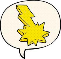 cartoon lightning strike and speech bubble in comic book style vector