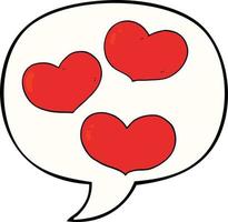 cartoon love hearts and speech bubble vector