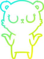 cold gradient line drawing peaceful cartoon bear shrugging vector