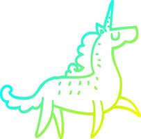 línea de gradiente frío dibujo unicornio de dibujos animados vector