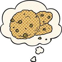 cartoon cookies and thought bubble in comic book style vector