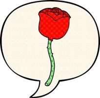 cartoon rose and speech bubble in comic book style vector
