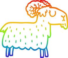 rainbow gradient line drawing cartoon stubborn goat vector