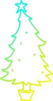 cold gradient line drawing cartoon christmas tree vector