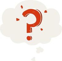 cartoon question mark and thought bubble in retro style vector