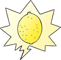 cartoon lemon and speech bubble in smooth gradient style vector