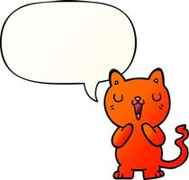 cartoon cat and speech bubble in smooth gradient style vector