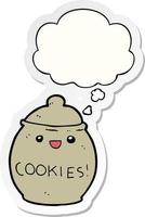 cute cartoon cookie jar and thought bubble as a printed sticker vector