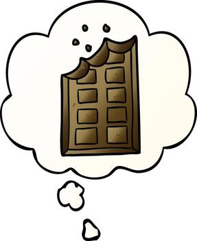 cartoon bar of chocolate and thought bubble in smooth gradient style vector