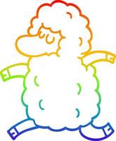 rainbow gradient line drawing cartoon sheep running vector