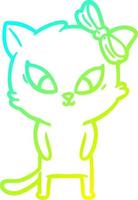 cold gradient line drawing cartoon cat vector