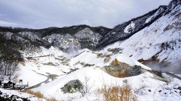 Noboribetsu onsen snow winter landscape hell valley photo