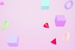 Geometric background, pastel colors, against a pink background, 3D render. photo
