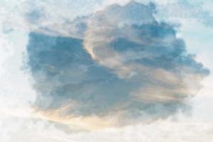 nube blanca y fondo de cielo azul, estilo de pintura digital acuarela foto