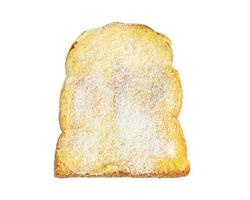 Toasted slice bread with butter and sugar isolated on white background photo