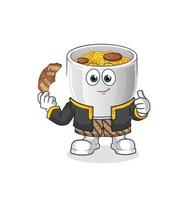 noodle bowl vactor mascot vector