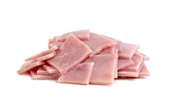 Ham slices isolated on white background photo