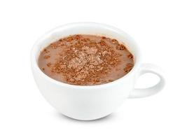 chocolate caliente con taza de café aislada en fondo blanco, incluye ruta de recorte foto