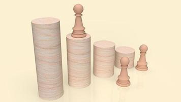 wood chess and stick for business concept 3d rendering photo