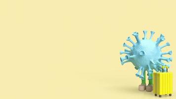 The virus and  suitcase  for medical or travel concept 3d rendering photo