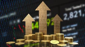The gold coins and arrow on business background  3d rendering photo