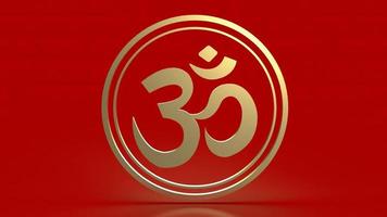 The  hindu ohm or om gold for religion concept 3d rendering photo