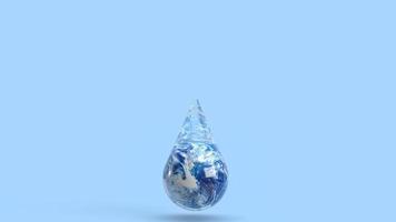 la tierra en gota de agua para el concepto de ecología 3d renderizado foto