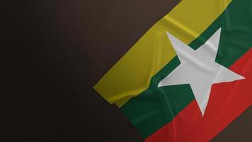 The Myanmar flag on dirty floor 3d rendering. photo