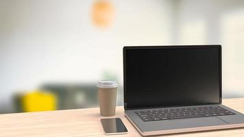 notebook on table in home office for business concept 3d rendering. photo