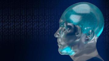 The robotic human head with graphic element face represent artificial intelligence and machine learning concept 3d rendering photo