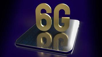 el oro 6g en tableta para el concepto de comunicaciones tecnológicas representación 3d foto