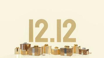 The 12.12 and gold giftboxs for business and holiday concept 3d rendering photo