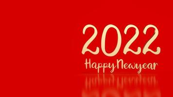 número de oro 2022 sobre fondo rojo para la representación 3d del concepto de feliz año nuevo foto