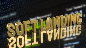 The  soft landing gold text on business background  3d rendering photo