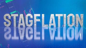 The stagflation  text on chart for business concept 3d rendering photo