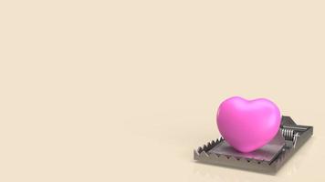 pink heart  on trap for abstract concept 3d rendering photo