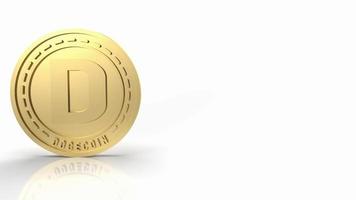 el dogecoin de oro sobre fondo blanco para la representación 3d de contenido de criptomonedas foto