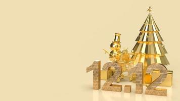 The number 12.12  and snowman on gold background  for sale promotion concept 3d rendering photo