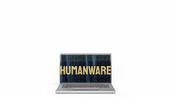 The humanware  word and gold chesson on notebook in white background for business or technology concept 3d rendering photo