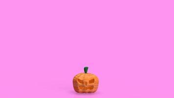 calabaza halloween sobre fondo rosa para el concepto de vacaciones 3d renderizado foto