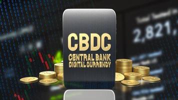 The cbdc or central bank digital currency on tablet for business concept 3d rendering photo