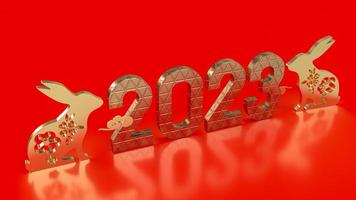 el año nuevo chino 2023 año del conejo representación 3d foto