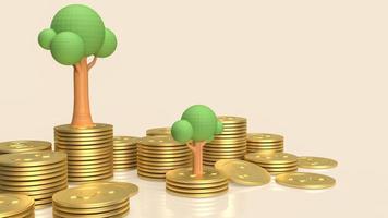 The tree and gold coins for business concept 3d rendering photo