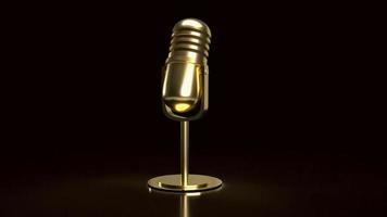 el micrófono vintage dorado para podcast o concepto de música 3d renderizado foto