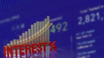 The red interest text and chart on business background 3d rendering photo