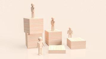 cubo de madera y figura para representación 3d de concepto abstracto o empresarial foto