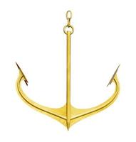 Gold color anchor isolated on white background ,clipping path photo