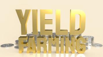 The gold text yield farming for business or finance concept 3d rendering photo